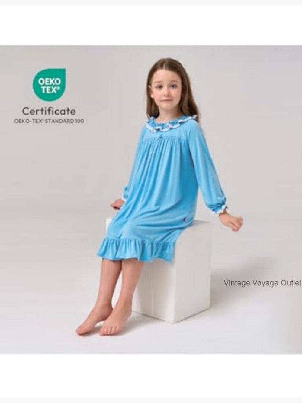 Girls Long Sleeve Princess Nightgown Pajama Dress Soft Sleepwear 3-12y - Picture 6 of 6